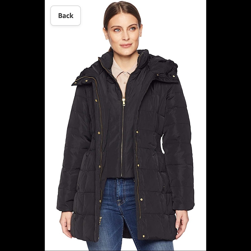 🔥🔥🔥NEW Cole Haan Hooded Black Down Puffer Coat Jacket - Picture 3 of 16